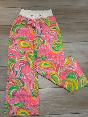 Lilly Pulitzer Pink & Multicolor Swirl Beach Lounge Pants XS